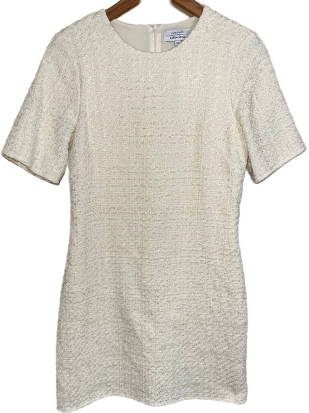 & Other Stories Cream Tweed Boucle Short Sleeve Sheath Mini Dress Size 36/S